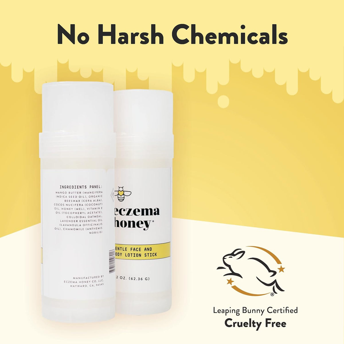 ECZEMA HONEY Gentle Face & Body Lotion Stick - Moisturizing Colloidal Oatmeal Hand Cream for