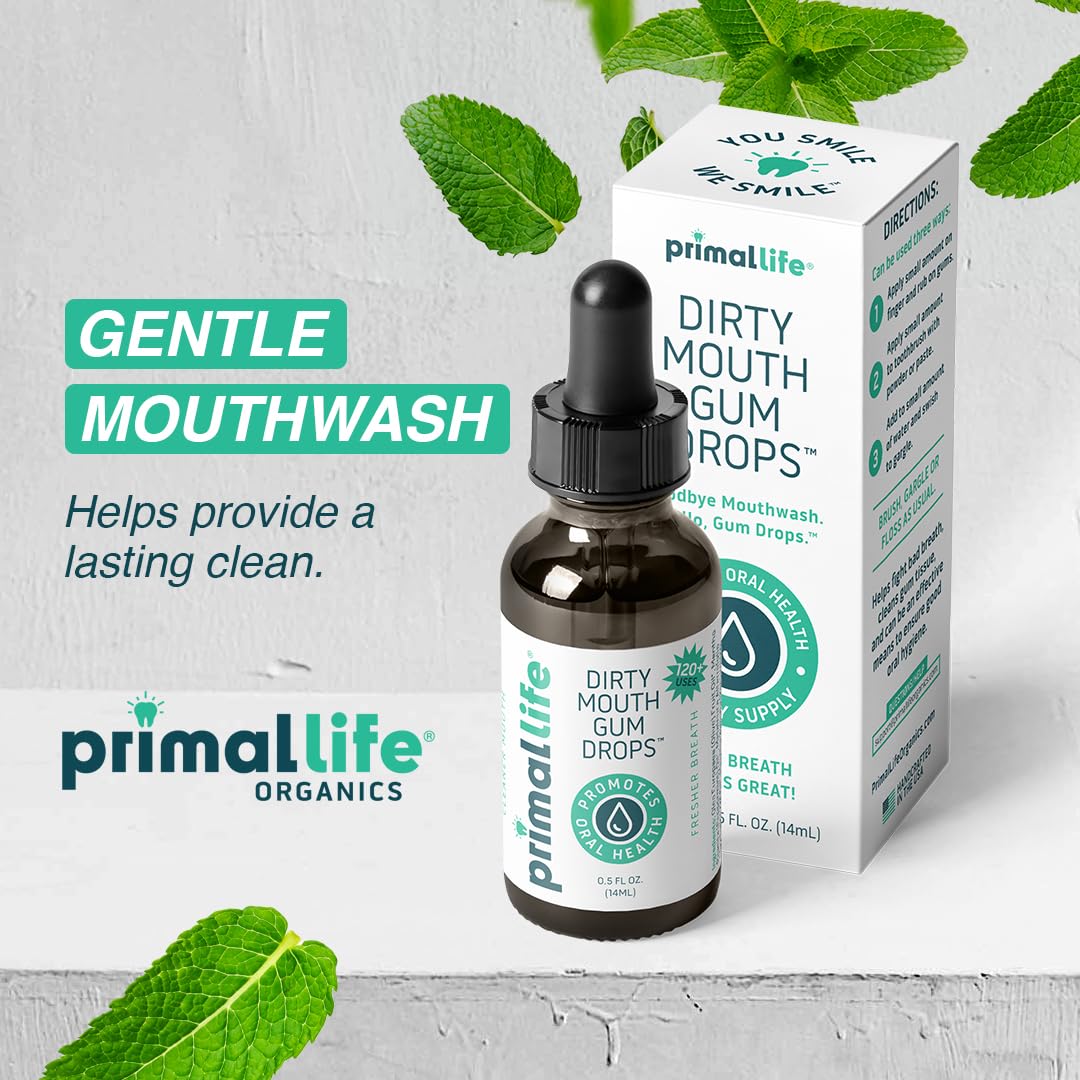 Primal Life Organics - Dirty Mouth Gum Serum, Natural Essential Oils, Promotes Good Breath, Gentle