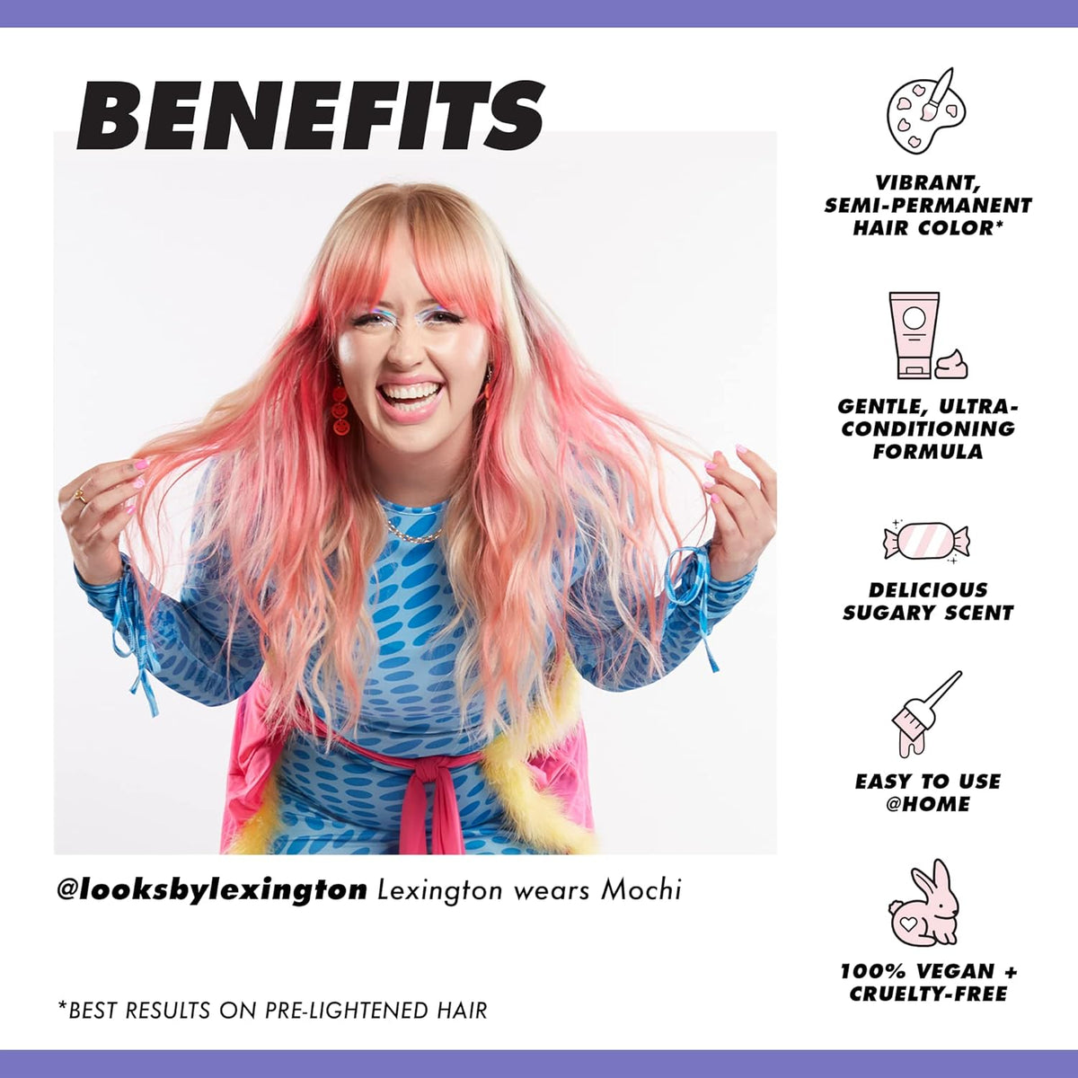 Lime Crime Unicorn Hair Dye Full Coverage, Mochi (Lavender) - Vegan and Cruelty Free Semi-Permanent