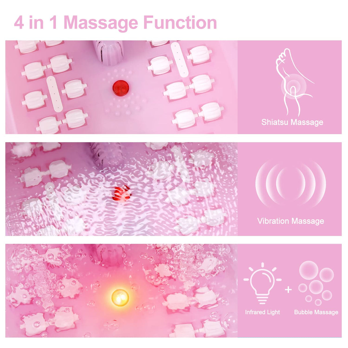 Foot Spa Bath Massager with Heat Bubbles and Vibration Massage and Jets, 16 OZ Calming Lavender