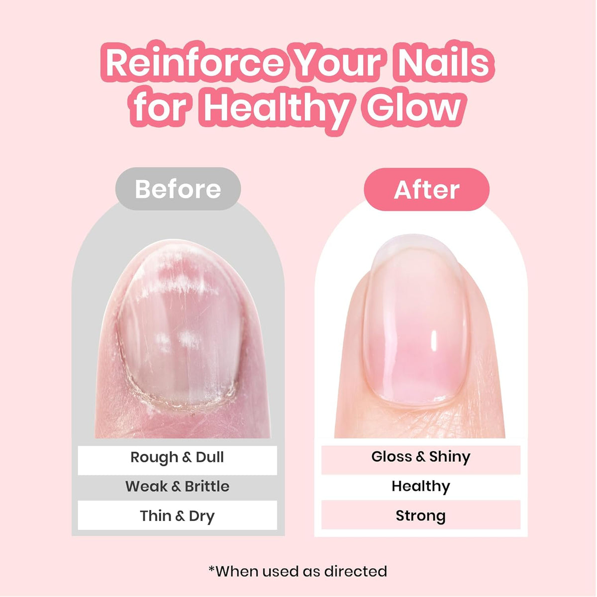 Beetles Nail Strengthener, Air Dry Pink Neutral Nail Polish Strengthener and Growth Nail Growth