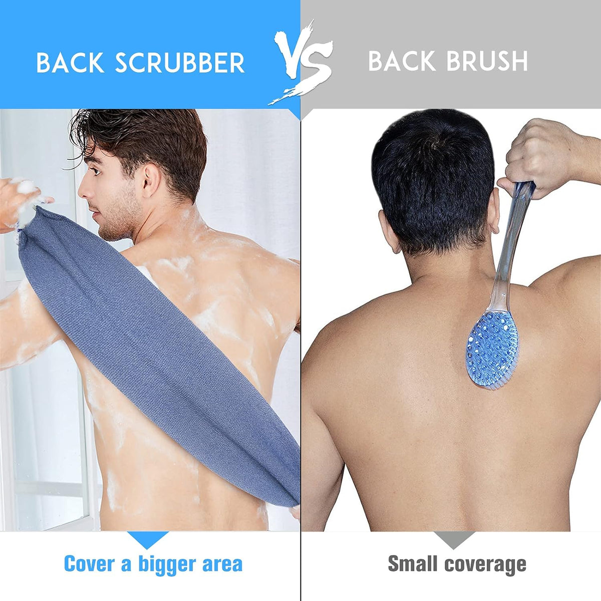 Evridwear Exfoliating Back Scrubber for Shower - Double-Sided Body Scrubber with Handles, Deep
