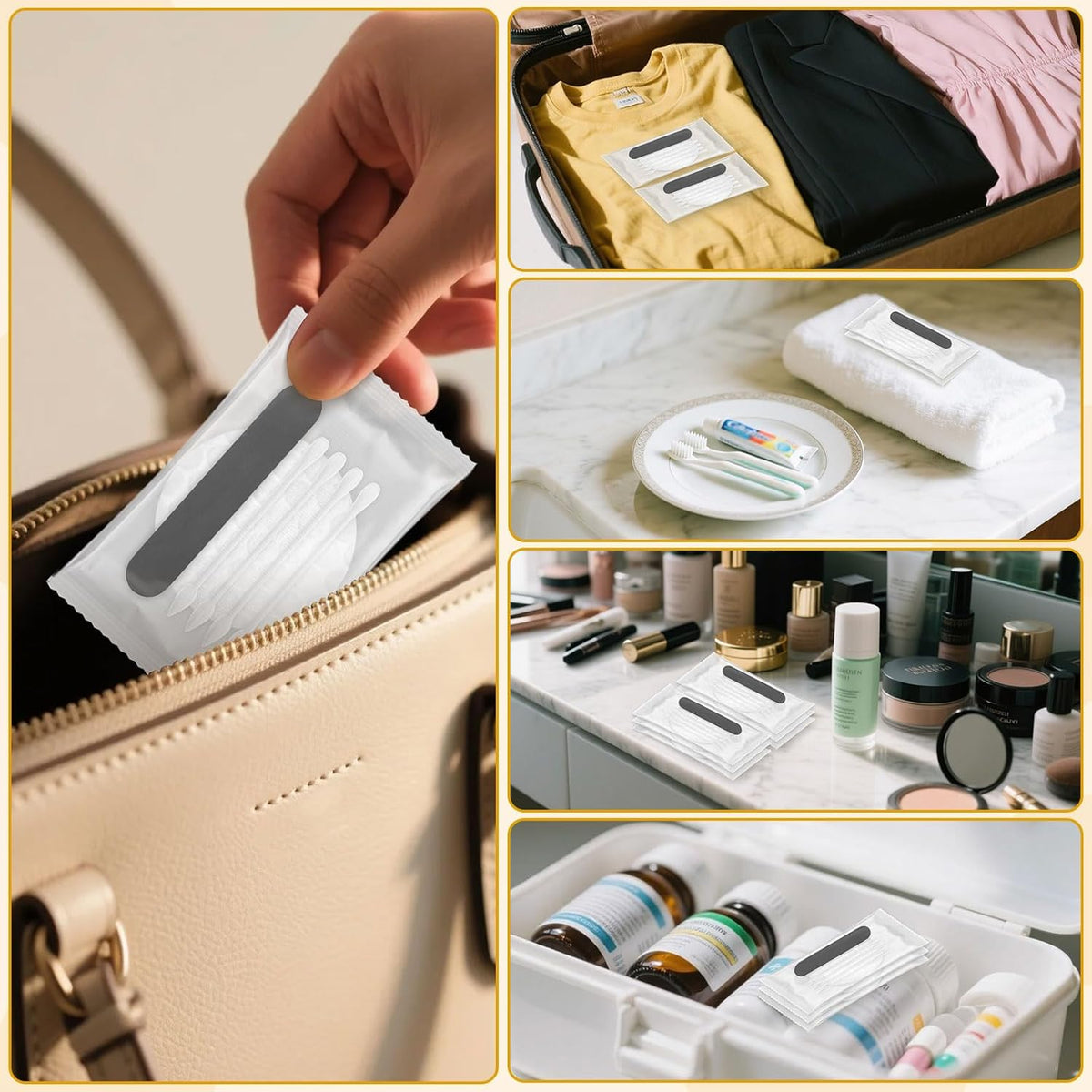 Hotel Vanity Kit Individually Wrapped Bulk Travel Cleaning Kit for Hotels Disposable Travel Size