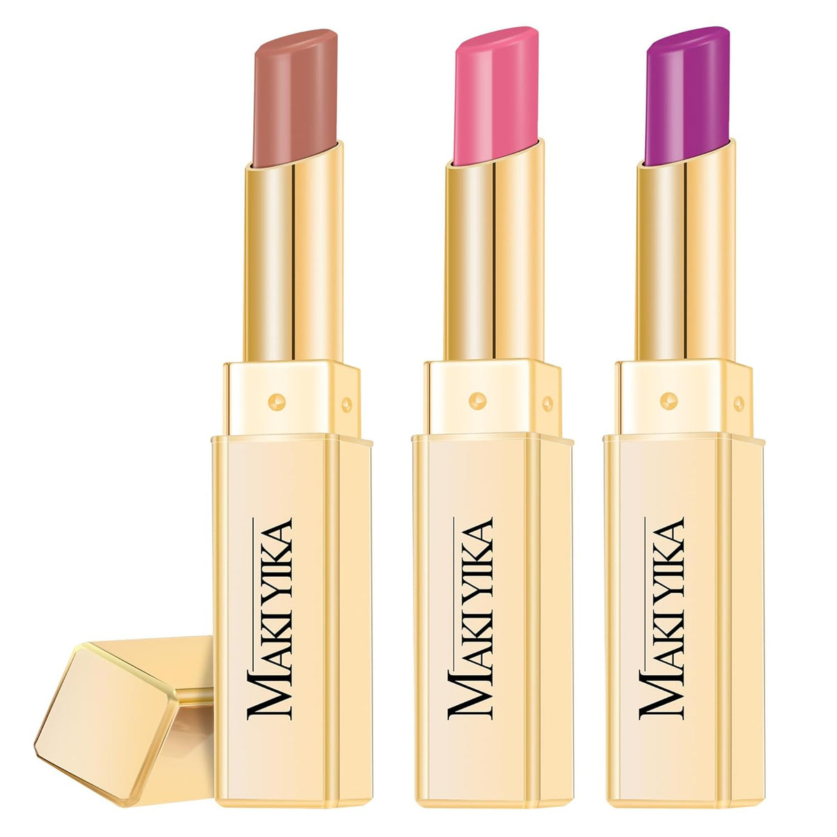 3Pc Moisture Lipsticks for Women Nude Pink Purple Lipstick Hydrate Tinted Lip Balm for Dry Cracked