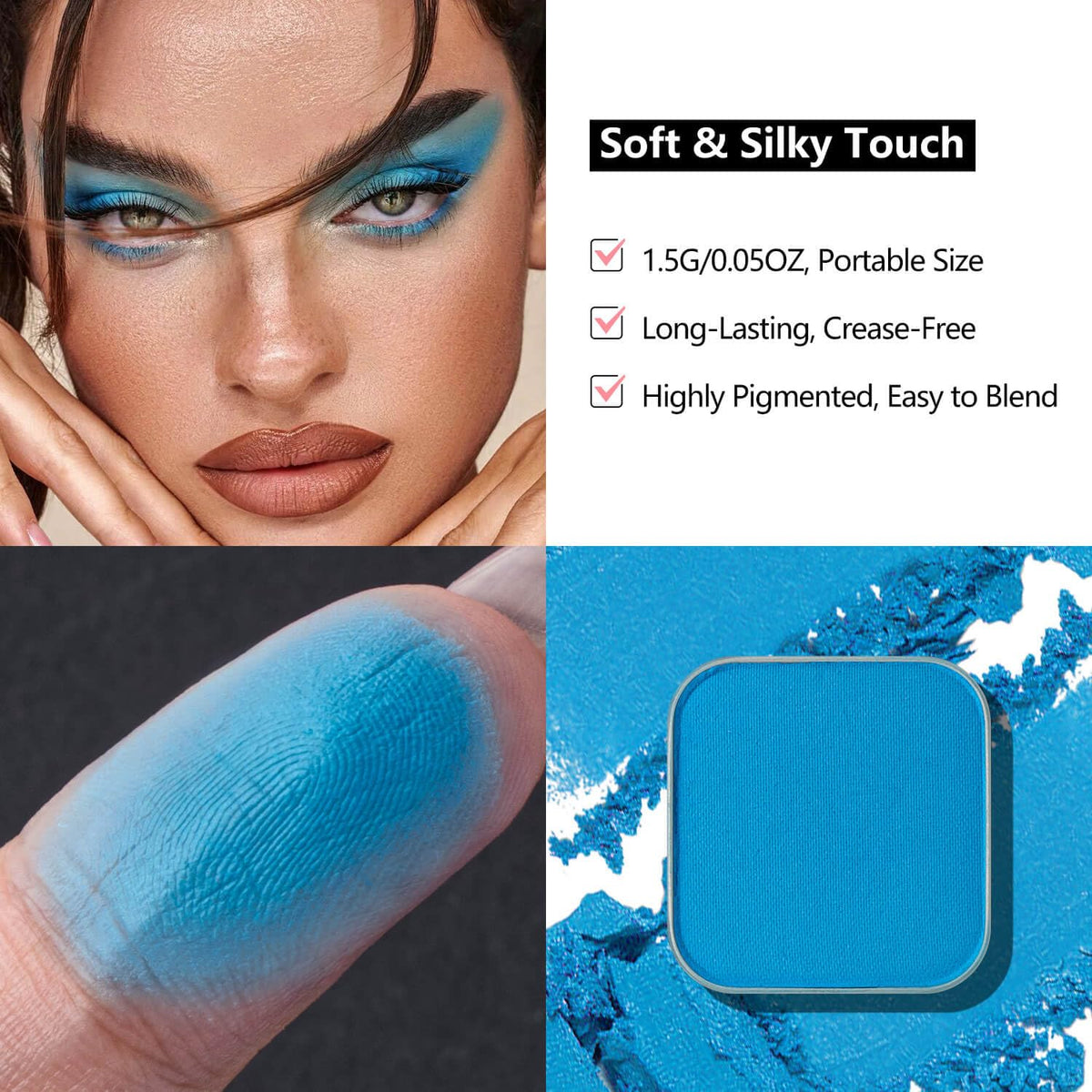 Matte Eyeshadow Sky Blue Soft Matte Finish, Single Magnetic Pan for DIY Makeup Palette, Smooth