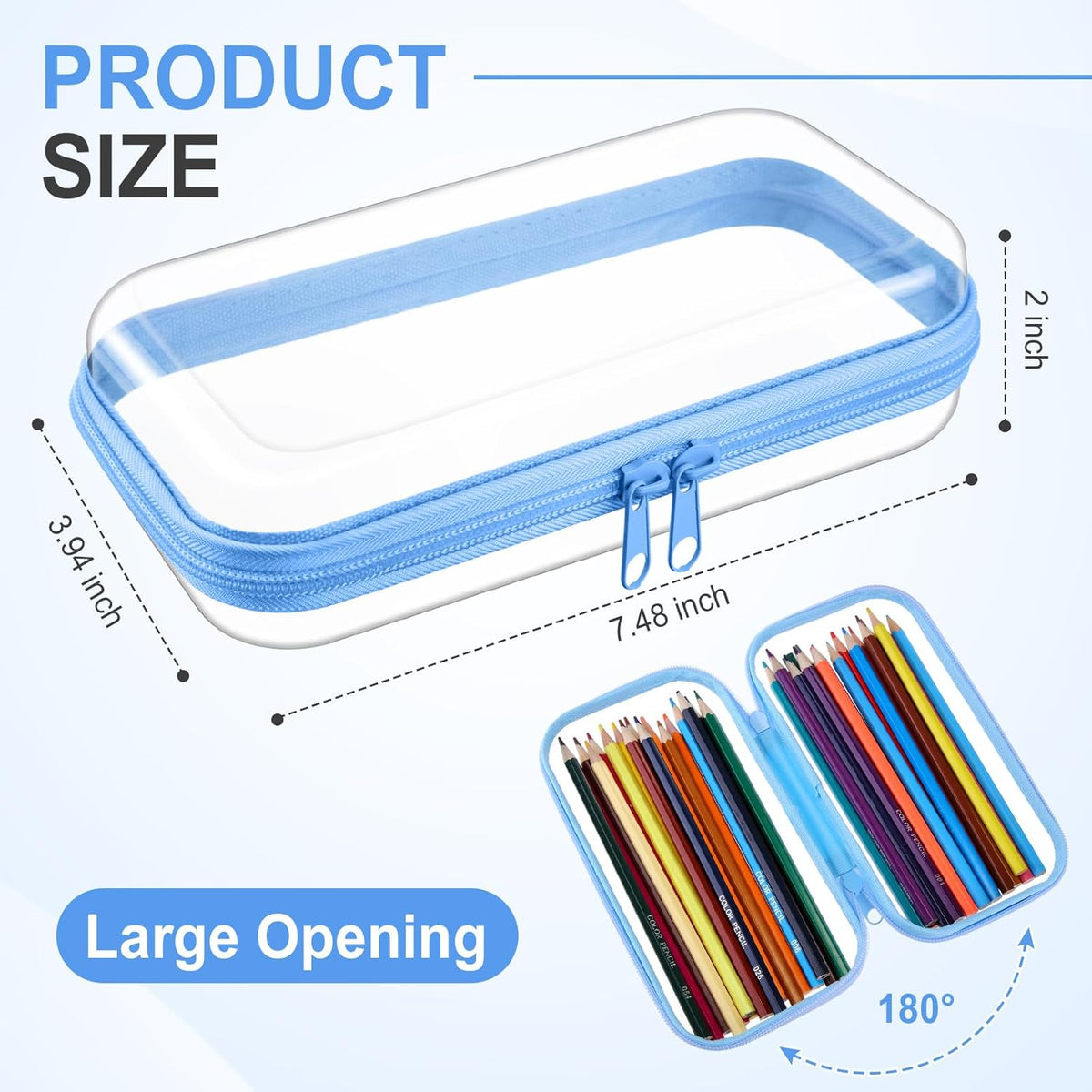 Hoolerry 3 Pcs Clear Hard Zipper Case Plastic Pouch Transparent Hard Case Clear Makeup Bag Portable