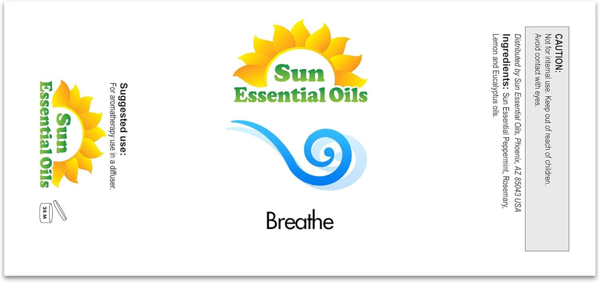Sun Essential Oils - Breathe Blend Oil (Huge 4 oz Bottle) Breathe Easy Essential Oil for