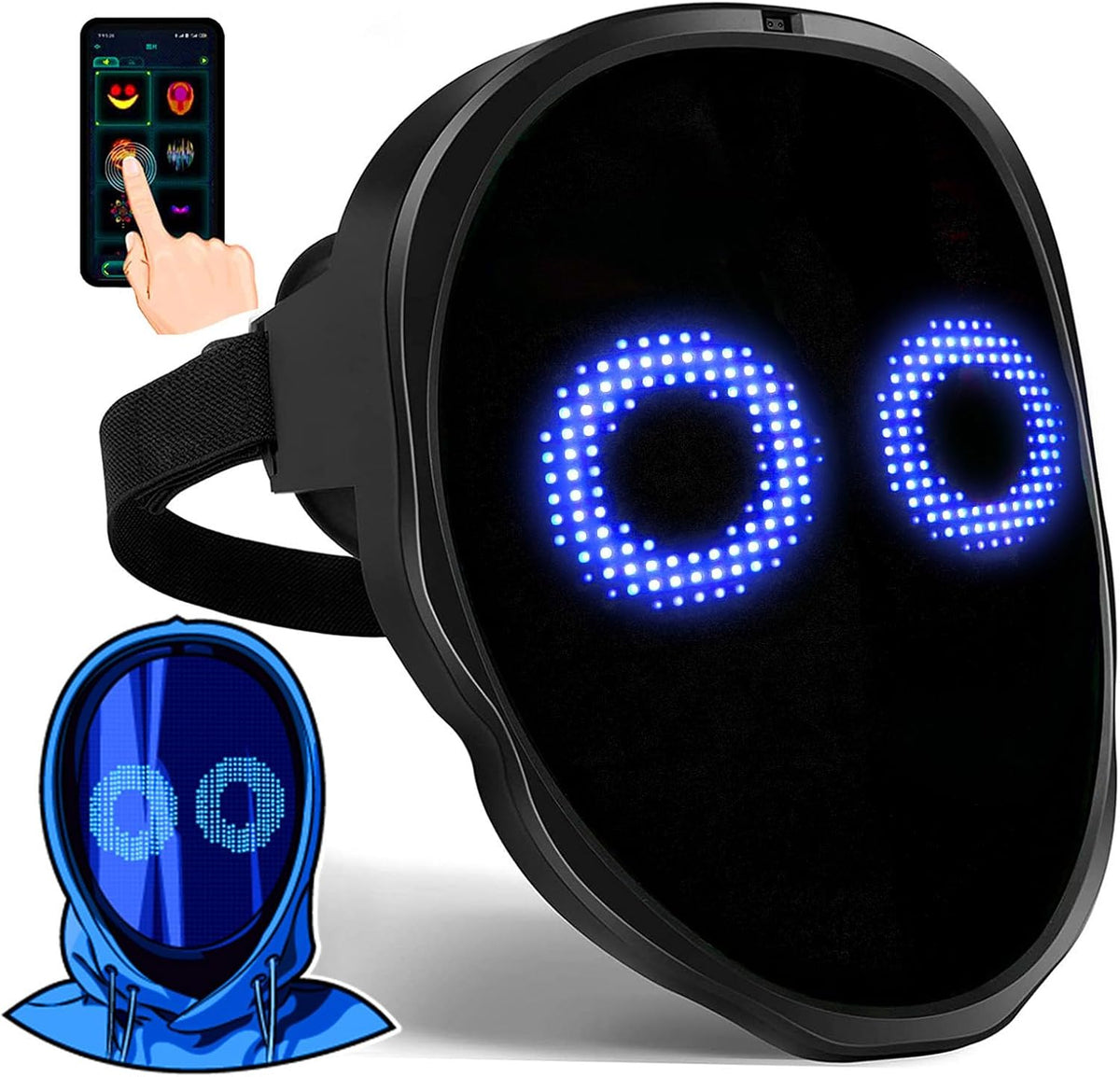 Face Transforming LED Mask with App Controlled - Programmable LED Halloween Mask Digital Luminous