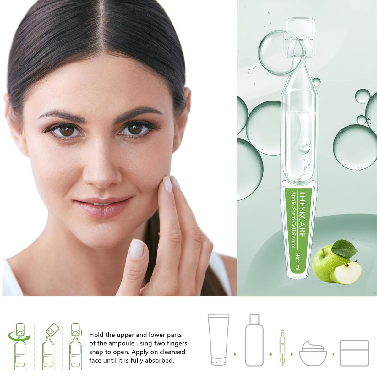 Anti Aging Apple Stem Cell Serum Ampoule for Face with Collagen,Hyaluronic Acid &