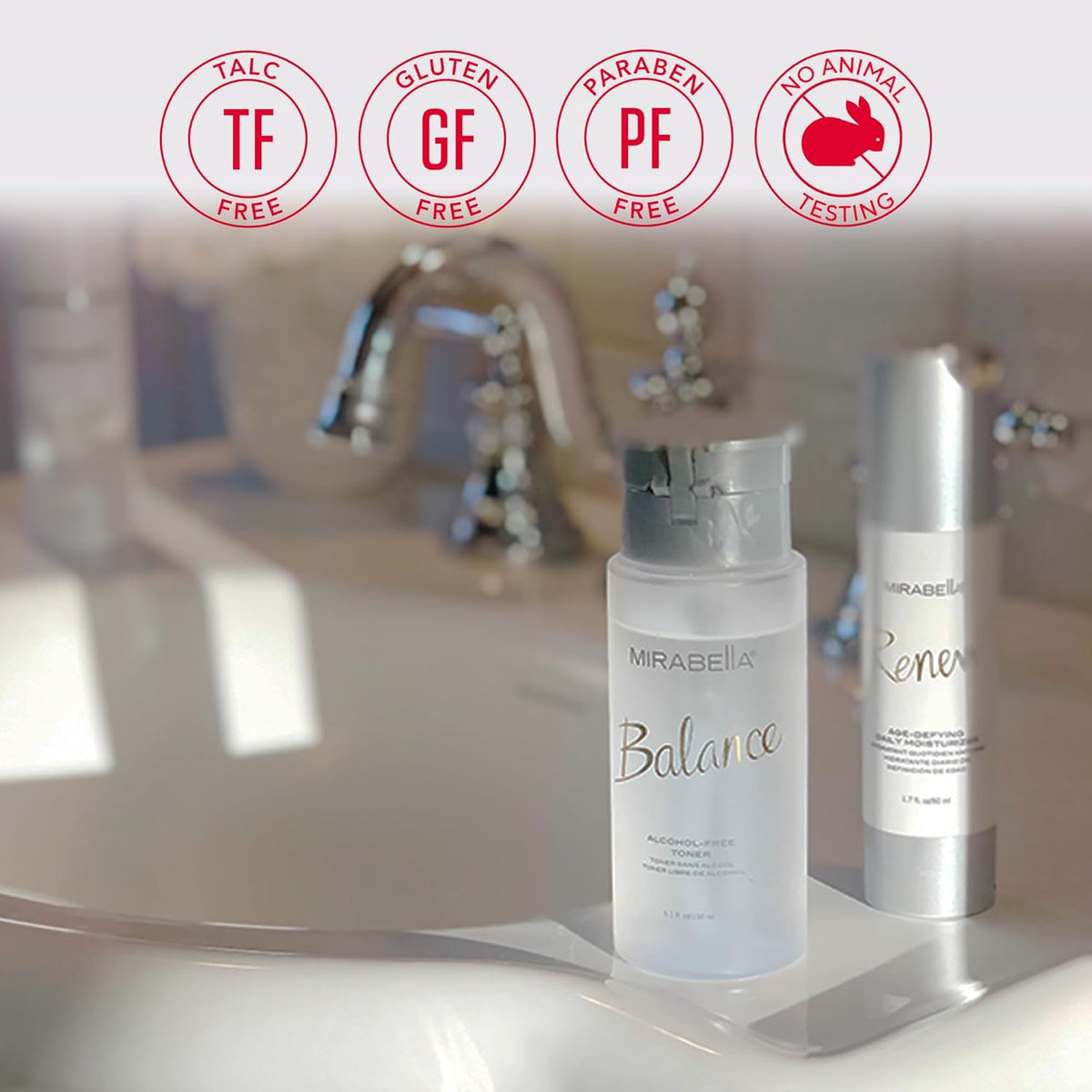 Mirabella Balance Toner for Face, Unscented Alcohol-Free Toner Offers Restorative Hydration &