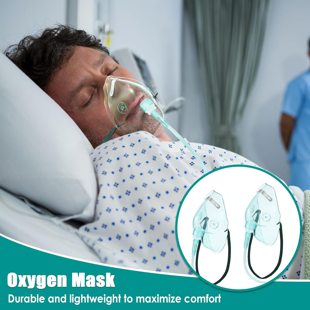 Geiserailie 2PCS L/XL Oxygen Mask with 6.6 Ft Tubing and Adjustable Elastic Strap, Adult Oxygen