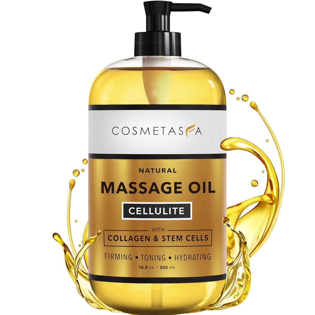 Large Cellulite Massage Oil with Collagen & Stem Cells- 100% Natural Cellulite Oil, Highly
