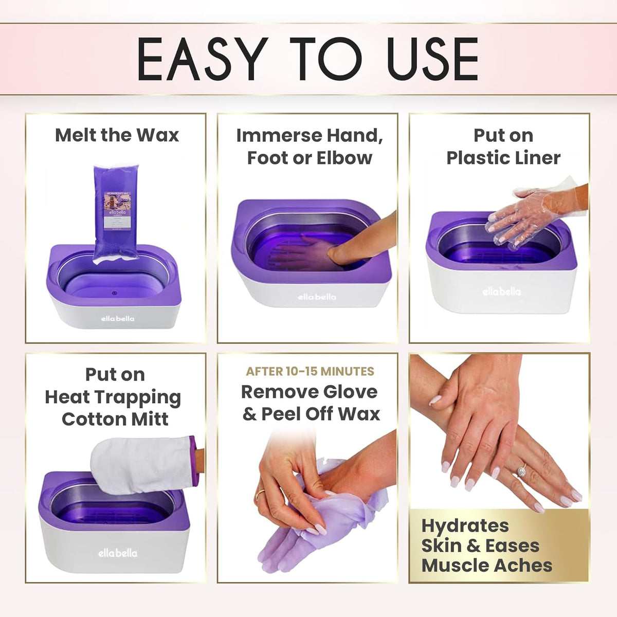 ELLA BELLA® Paraffin Wax Machine for Hand & Feet • Parafin Wax Warmer • Everything in One Kit