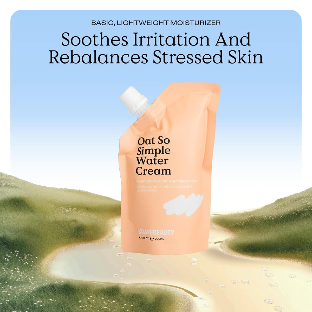 KraveBeauty Oat So Simple Water Cream Refill, Enriched With Oat & Squalane To Soothe & Lock In