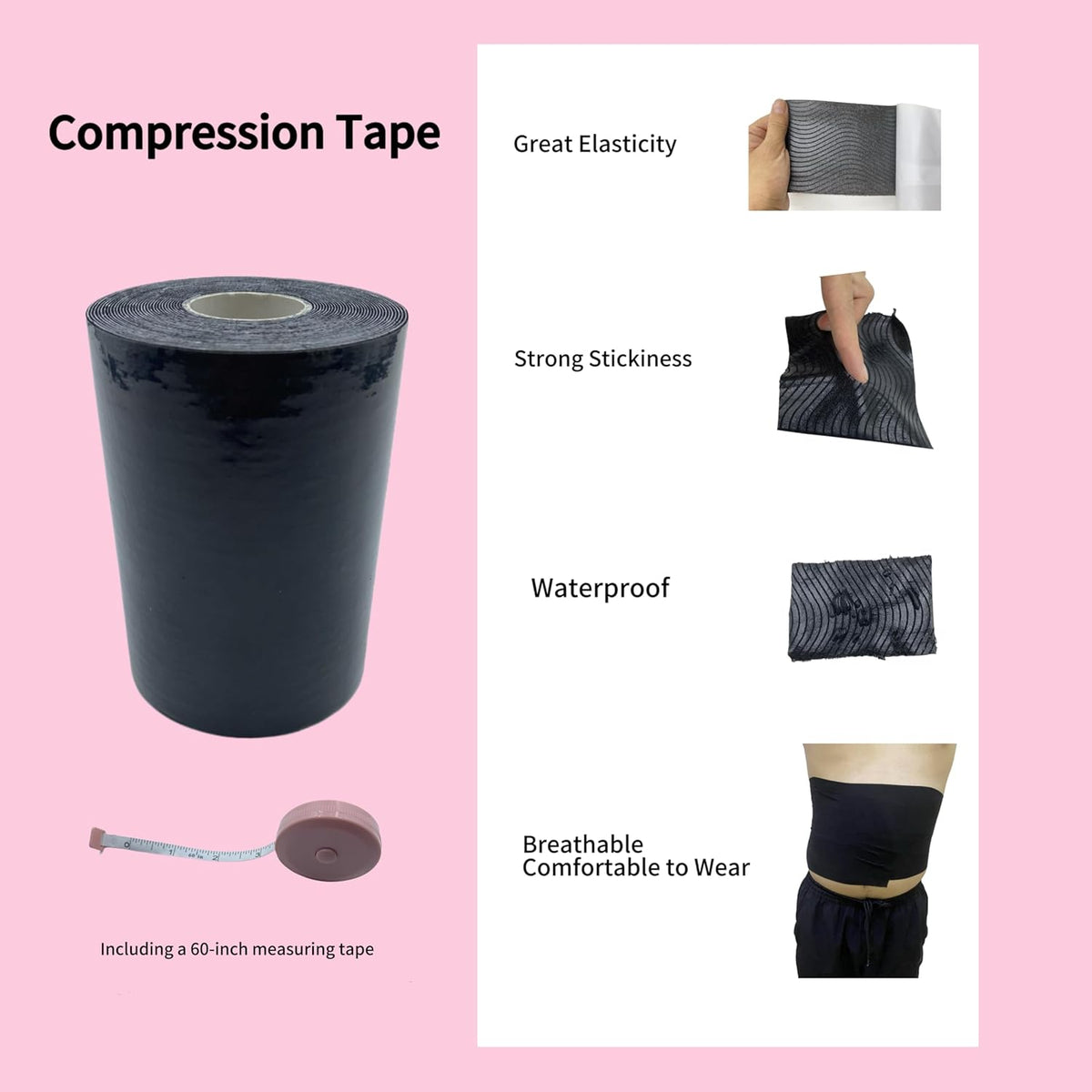 Body Stomach Compression Tape- Extra Wide Kaotic Magic Tape for Body Shaping& Workout& Sweater