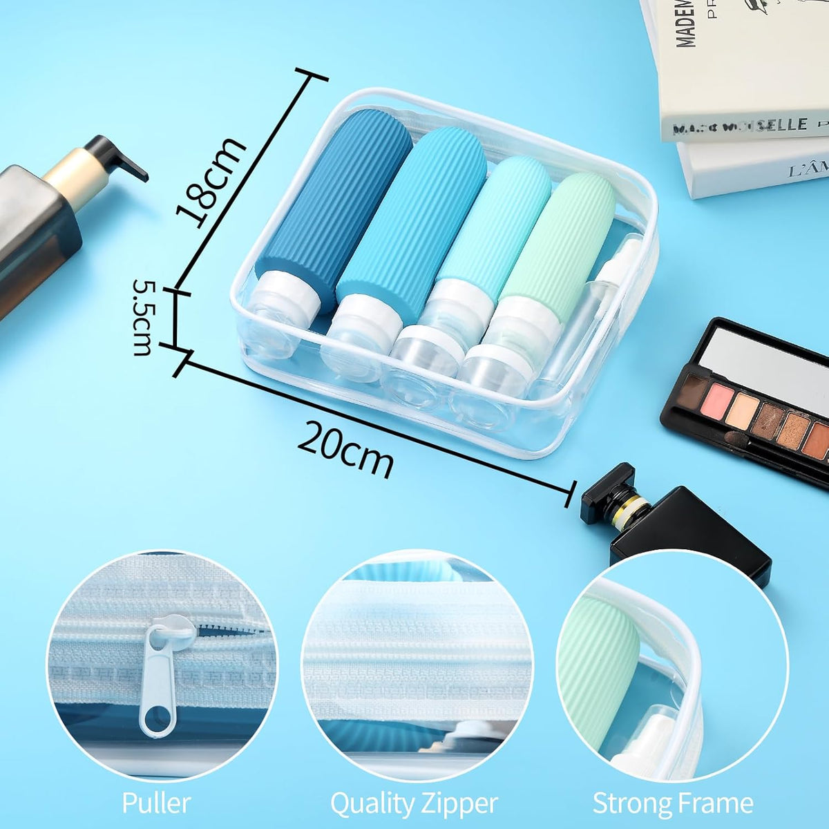 16 Pack Travel Bottles for Toiletries, Large 6oz Silicone Travel Containers jar for Toiletries