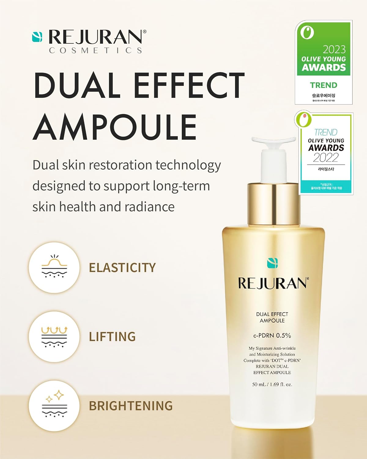 REJURAN® Dual Effect Ampoule, DOT DUAL c-PDRN® [Larger Size] - Salmon DNA Face Serum for Deep