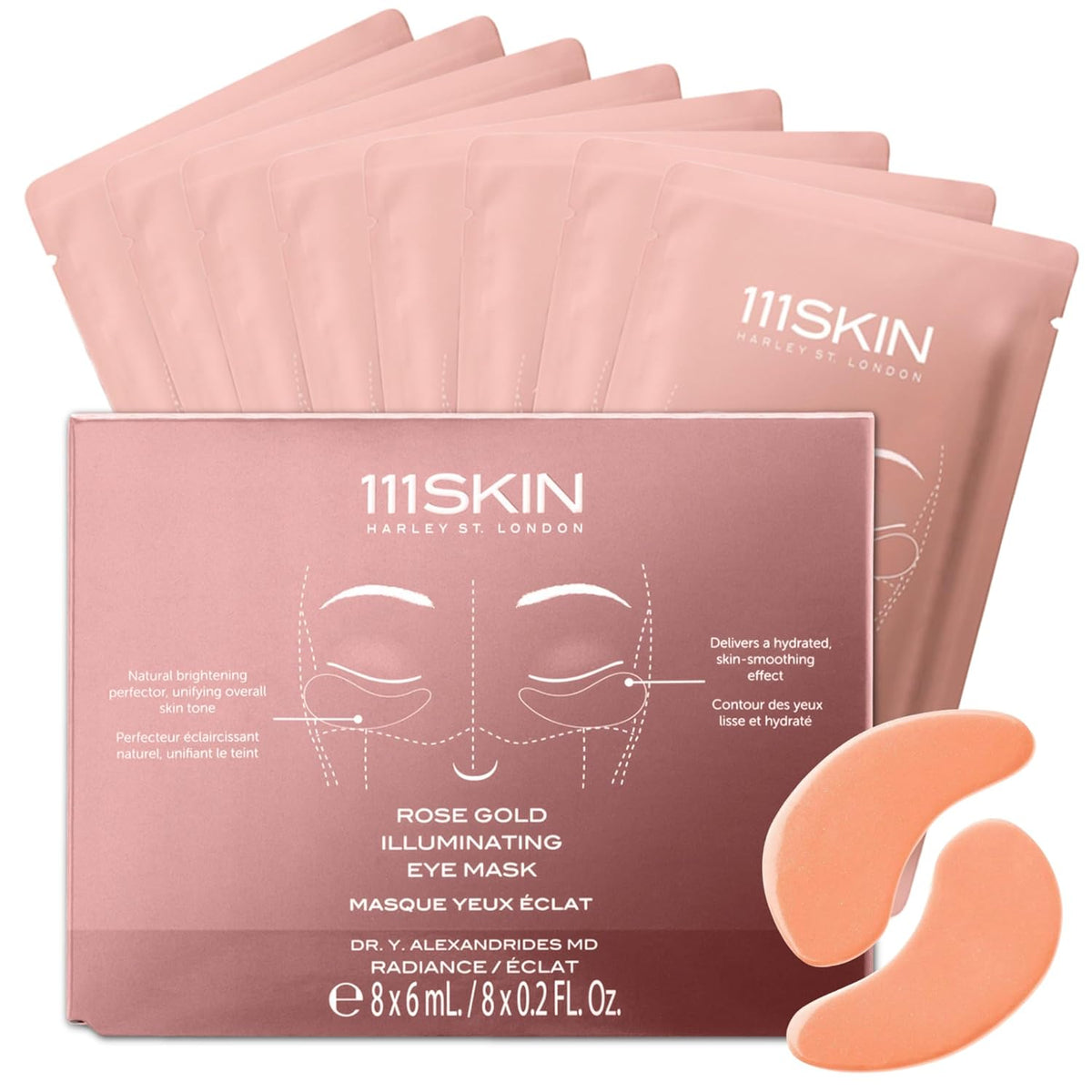 111SKIN Rose Gold Illuminating Eye Mask, Brightening & Hydrating Under Eye Patches for Dull, Dry