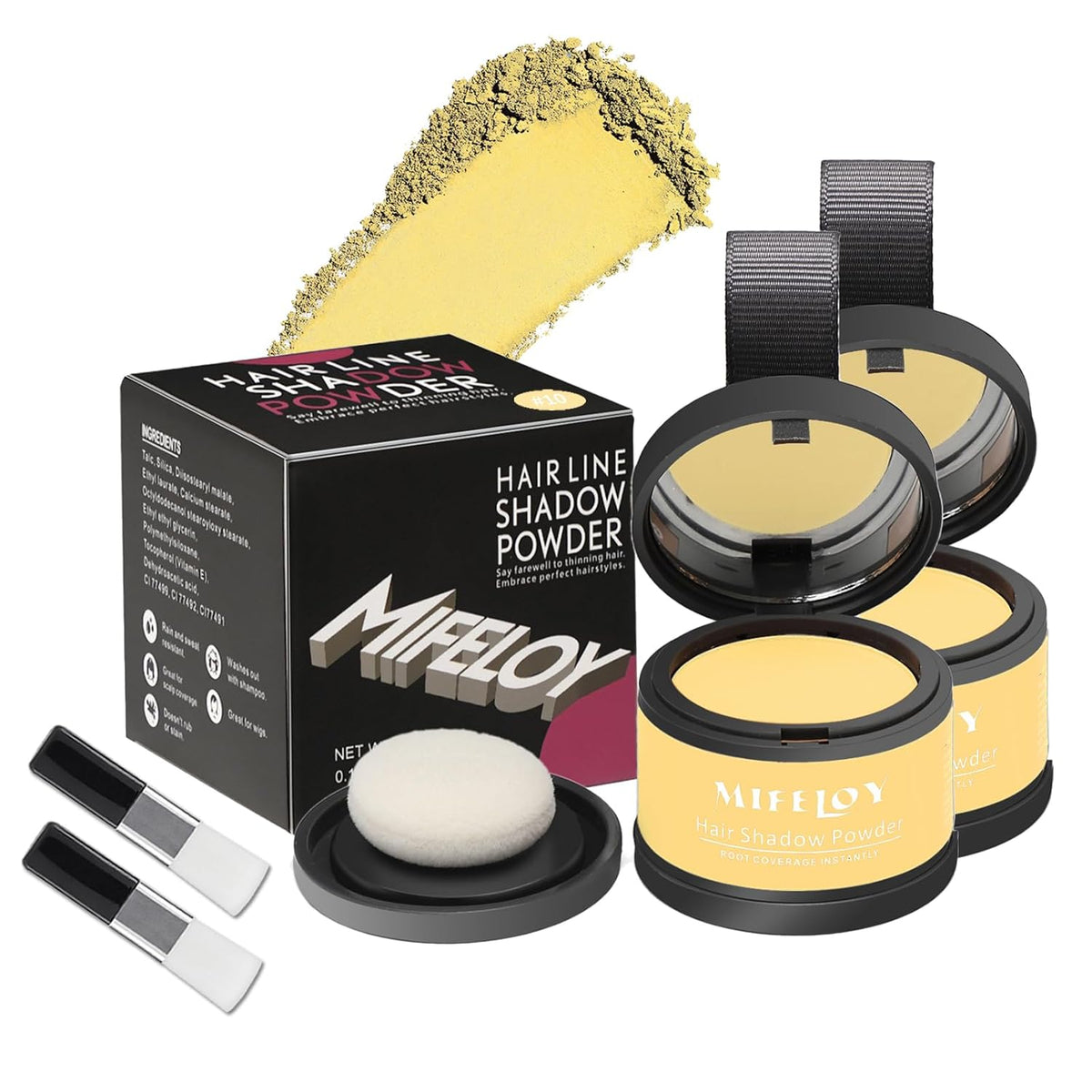 2 Pack Root Touch Up Shadow Powder, Gray Hair Cover Up, Women Color Root Coverage Powder for
