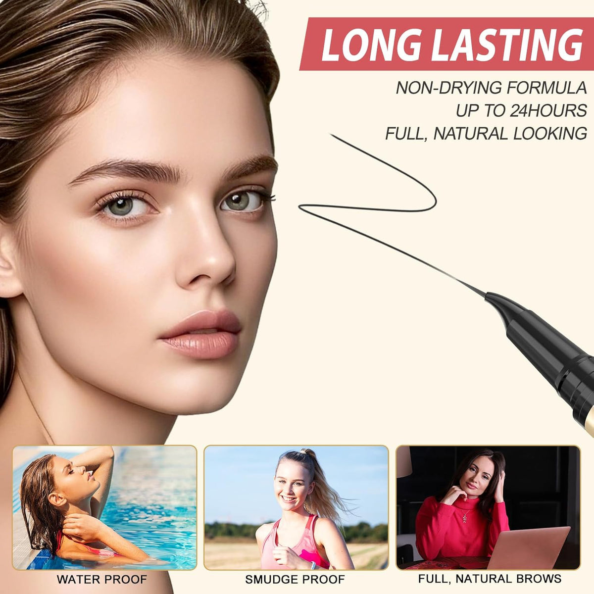 LAVONE Eyebrow Pen, 2-in-1 Eyebrow Pencils for Women with 4 Tip Microblading Eyebrow Pencil and