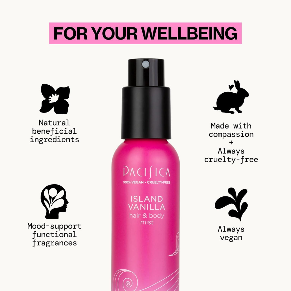 Pacifica Hair Mist Perfume & Full Body Spray for Women - Island Vanilla Body Mist Fragrance