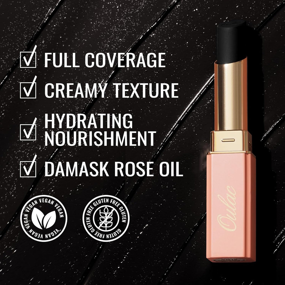 Oulac Black Lipstick for Women, Halloween Matte Lipsticks, Full Coverage Lip Color, Satin Matte