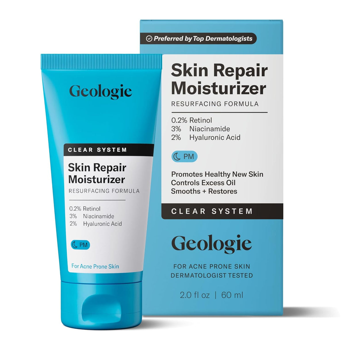 Geologie Skin Repair Moisturizer Face Cream | Clear System Retinol Resurfacing Formula | For