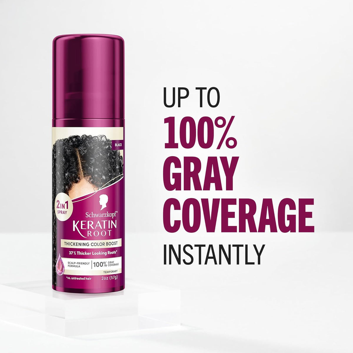 Schwarzkopf Keratin Color Root Temporary Hair Color Spray, Black - Salon Inspired Temporary Hair