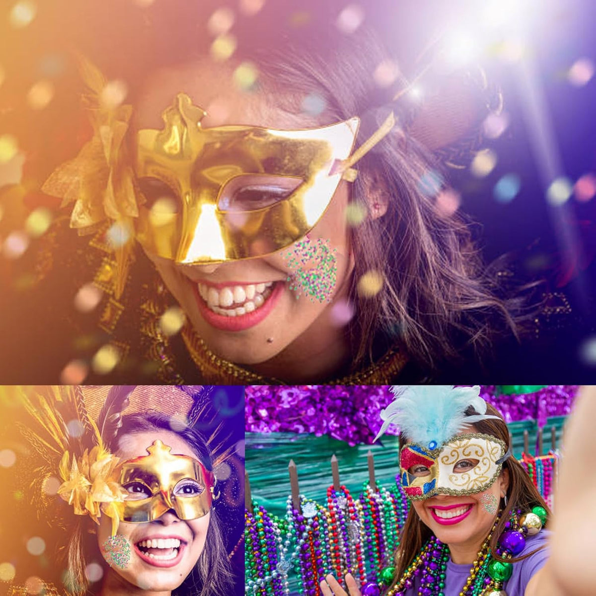 MEICOLY Mardi Gras Face Glitter,Mardi Gras Outfit for Women Kids,Mardi Gras Accessories for