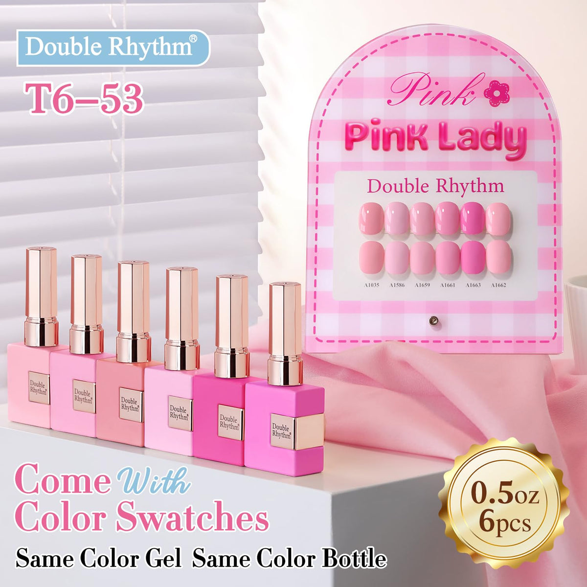 Double Rhythm 6 Pcs 15 ML Gel Polish Set Same Color Same Bottle Soak Off Gel Polish Kit Nail Art