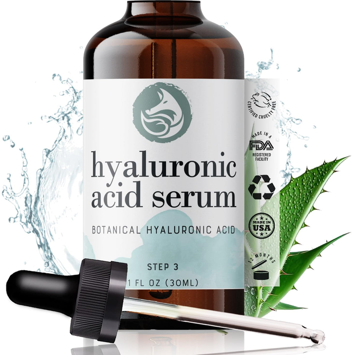 Hyaluronic Acid Face Serum - Hydrating Anti Wrinkle Anti Aging Facial Serum - With Vitamin C and E