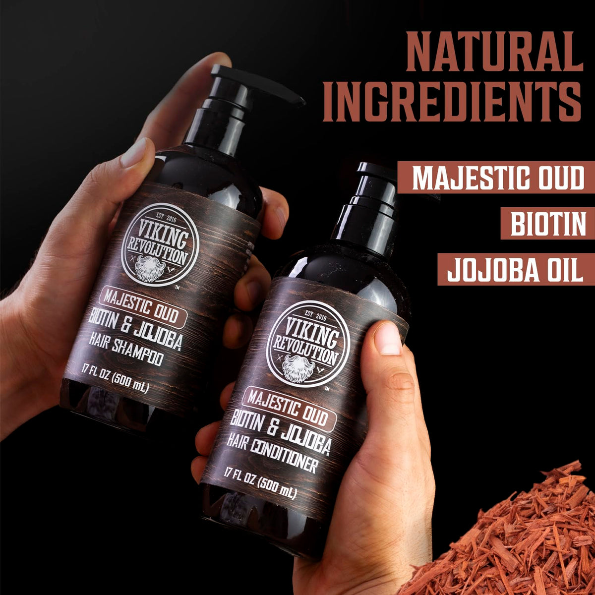 Viking Revolution Majestic Oud Mens Shampoo and Conditioner Set with Biotin and Jojoba Oil