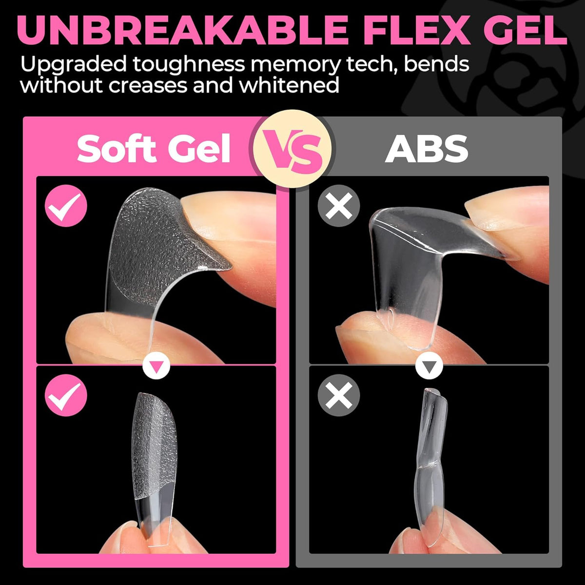 UNA GELLA Short Coffin Nails Tips, 504pcs No c Curve short Coffin Gel Press On Nails Pre Etched For