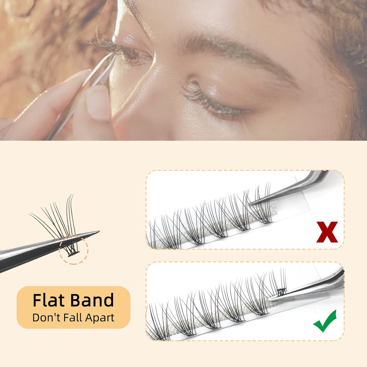 QUEWEL Cluster Lashes 240Pcs Individual Lashes 10D 0.10C Curl 14mm Knot-Free Lash Extensions