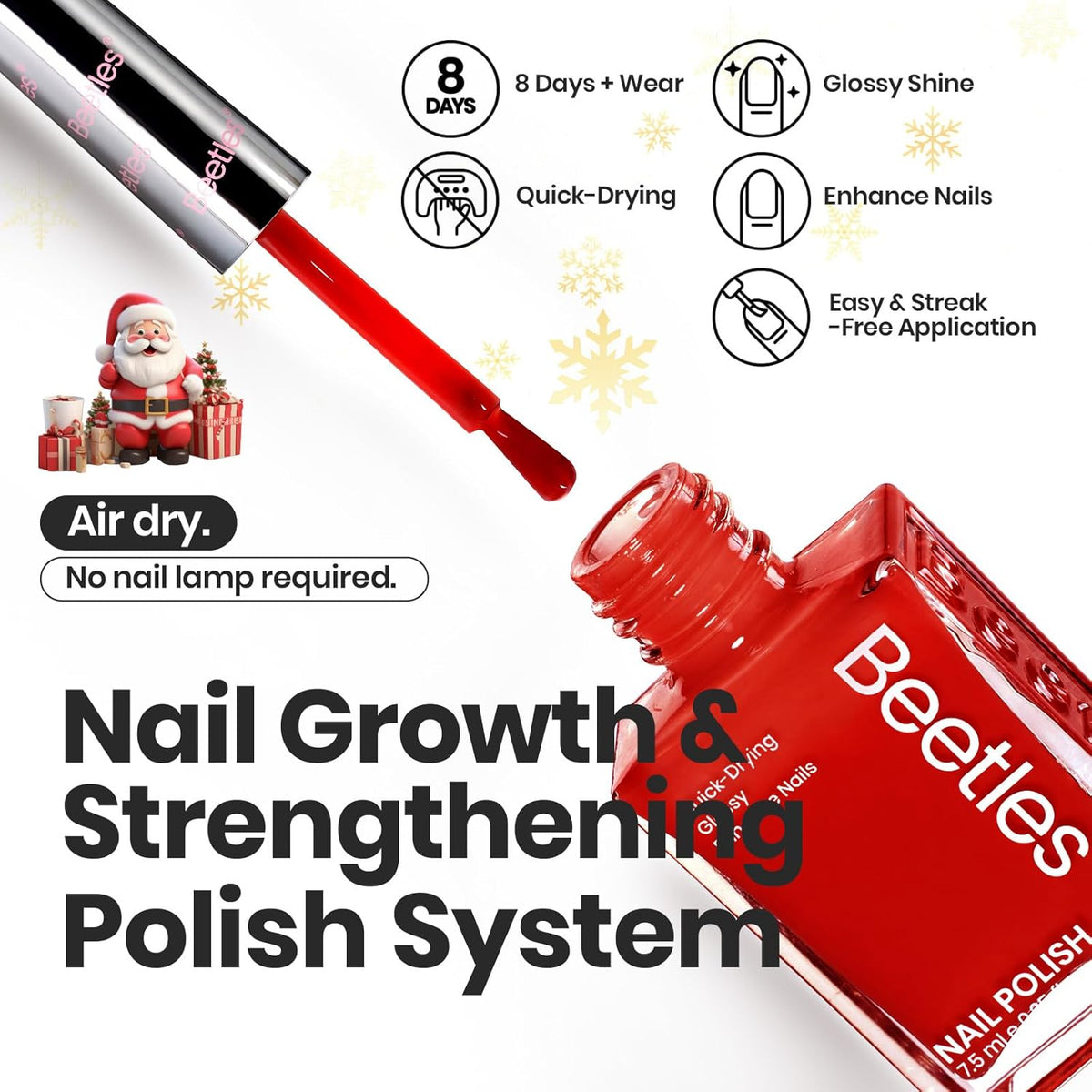 Beetles Red Nail Polish: 6Pcs Glitter Burgundy Red Sparkle Nail Polish Set, Quick Dry & Long