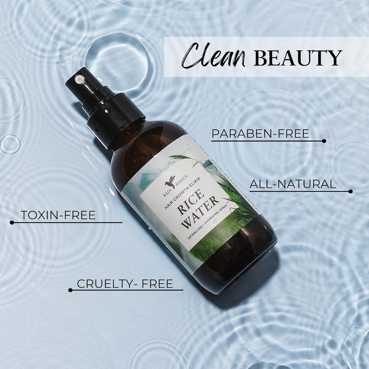 Rice Water for Hair Growth – Fermented Leave-In Spray for Thicker, Longer, Shinier Hair – Split End