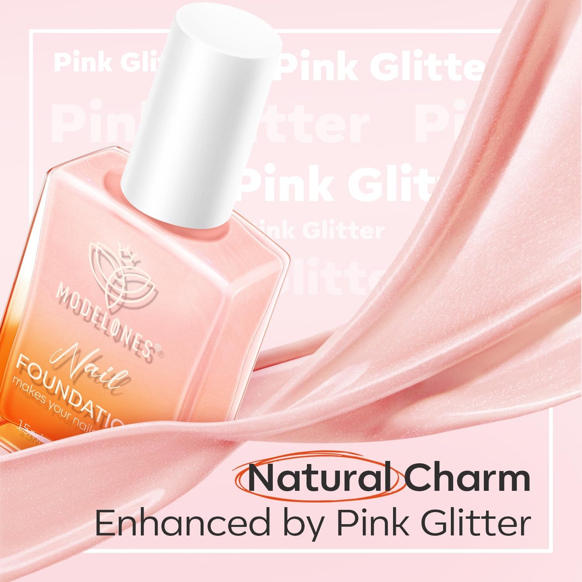 modelones Nail Strengthener, Iridescent Pink Nail Natural Concealer Foundation Polish Air Dry Nail