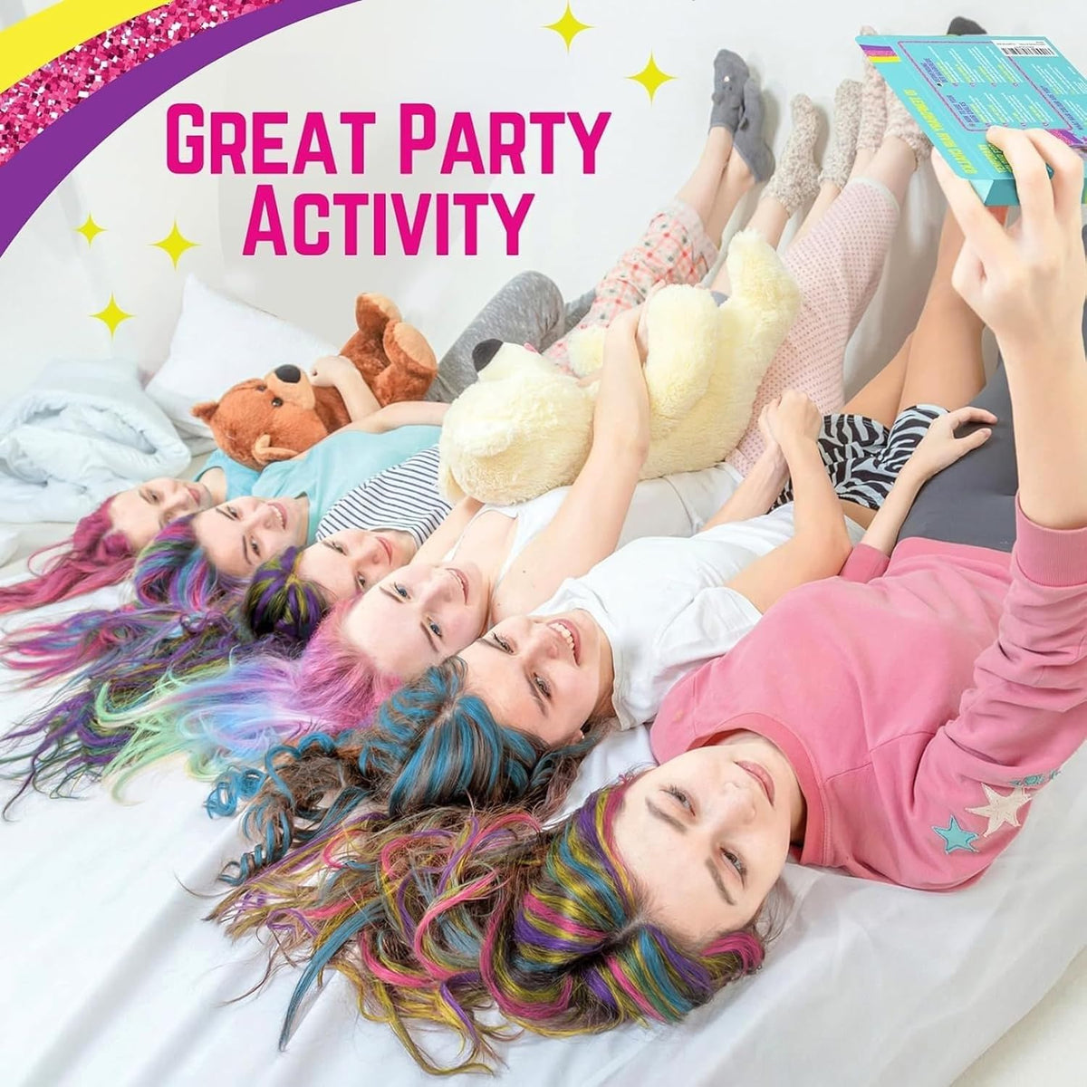 GirlZone Hair Chalks Set, 10-Piece Temporary Hair Chalk For Kids, Easy to Apply and Remove