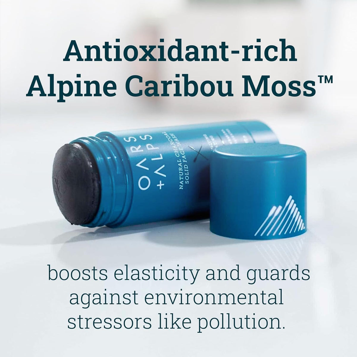 Oars + Alps Exfoliating Face Wash Stick, 2-in-1 Cleanser & Exfoliant with Activated Charcoal &