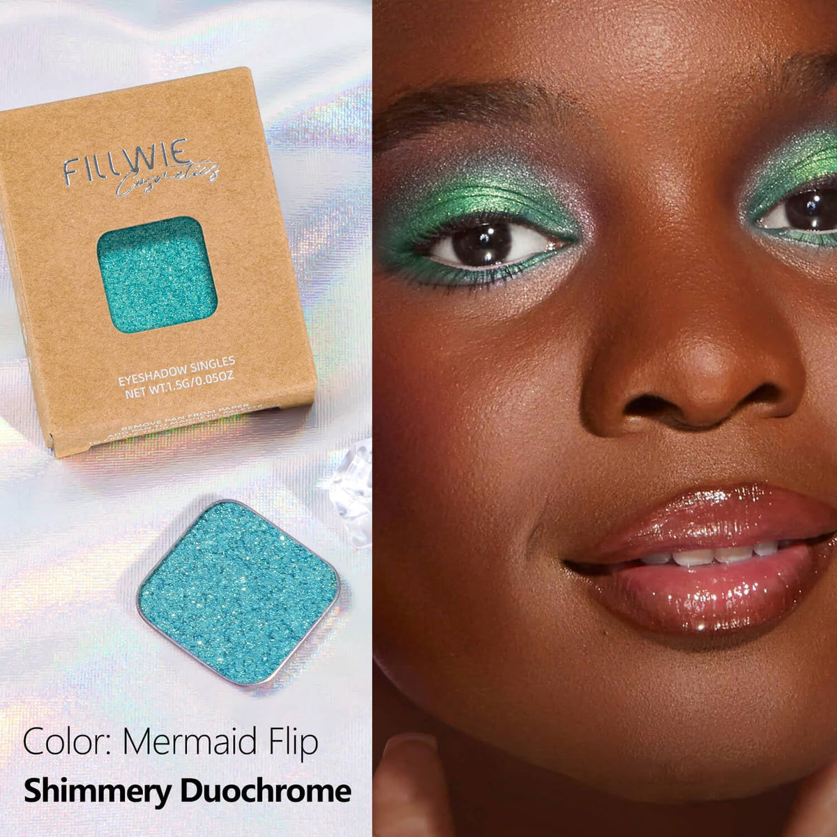 Chameleon Single Eyeshadow – Blue-Green Shimmer,Pressed Powder, Square Pan, Fits Magnetic