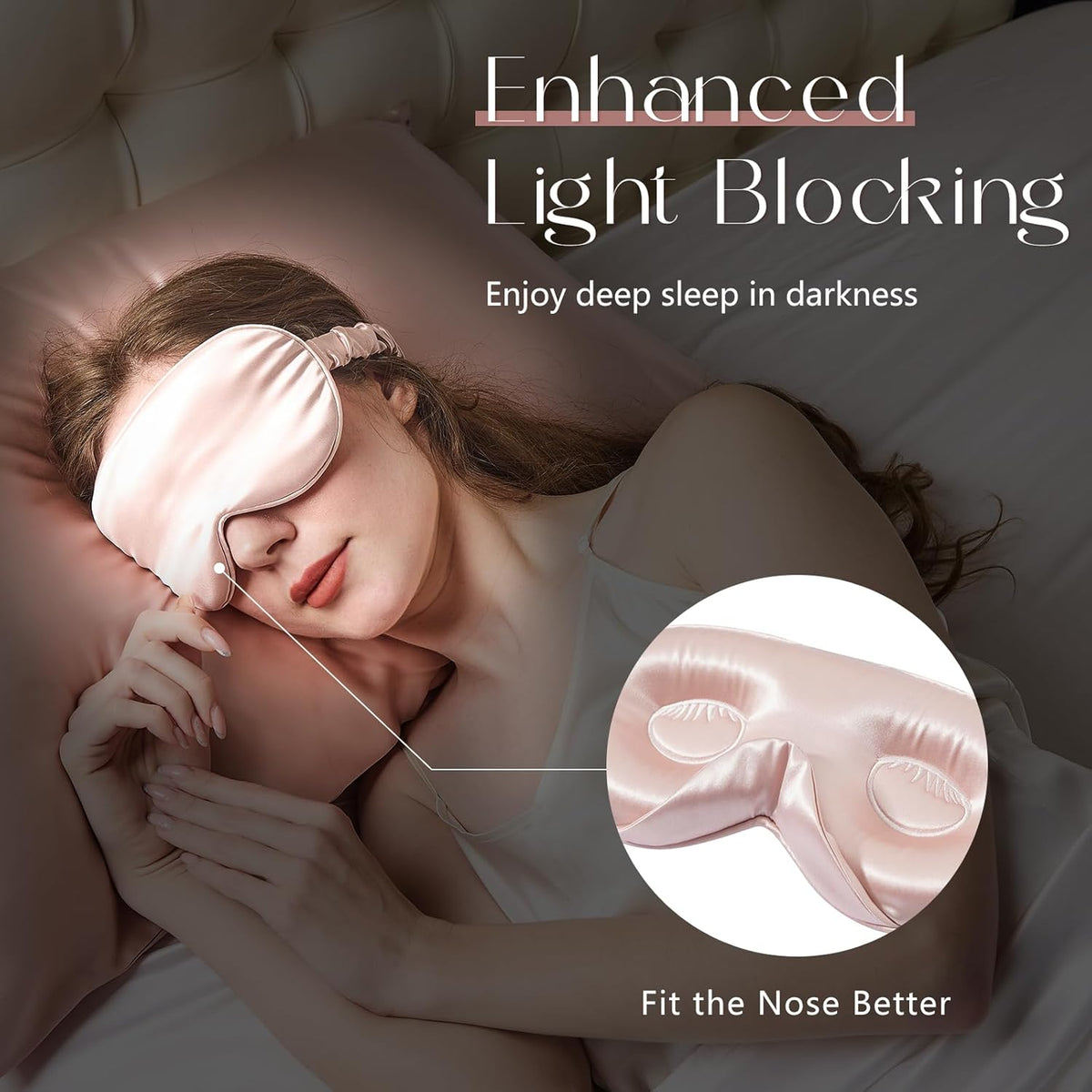 ZIMASILK Adjustable 22 Momme 100% Mulberry Silk Sleep Mask, Upgraded 3D Contoured Cup Eye Mask for