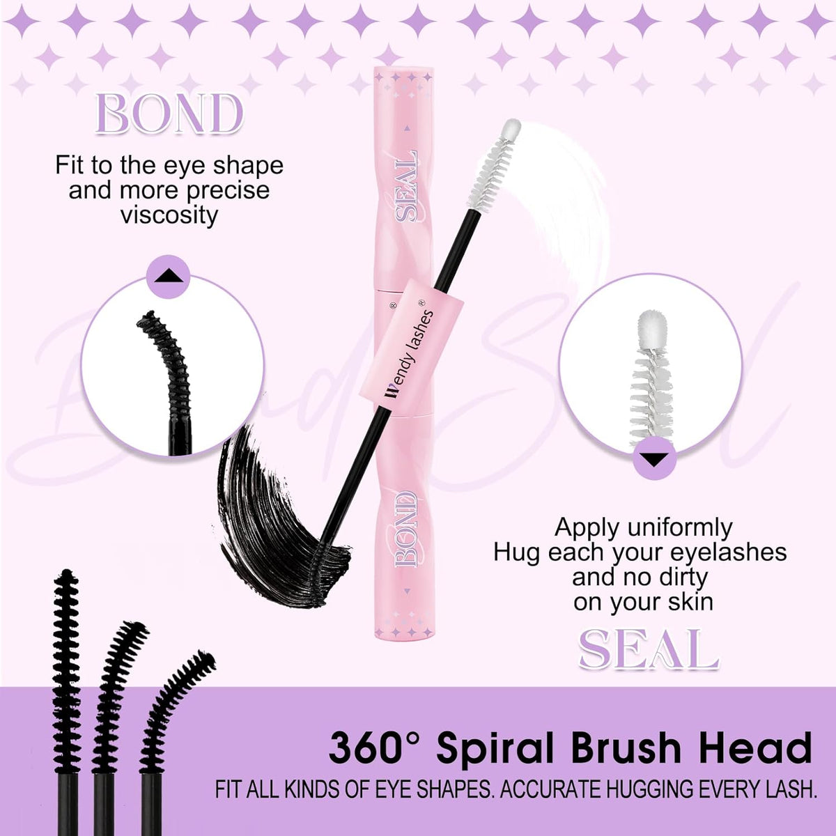 2 in 1 Lash Bond and Seal Kit for DIY Eyelash Extension,Waterproof,Black,Strong Hold Use at