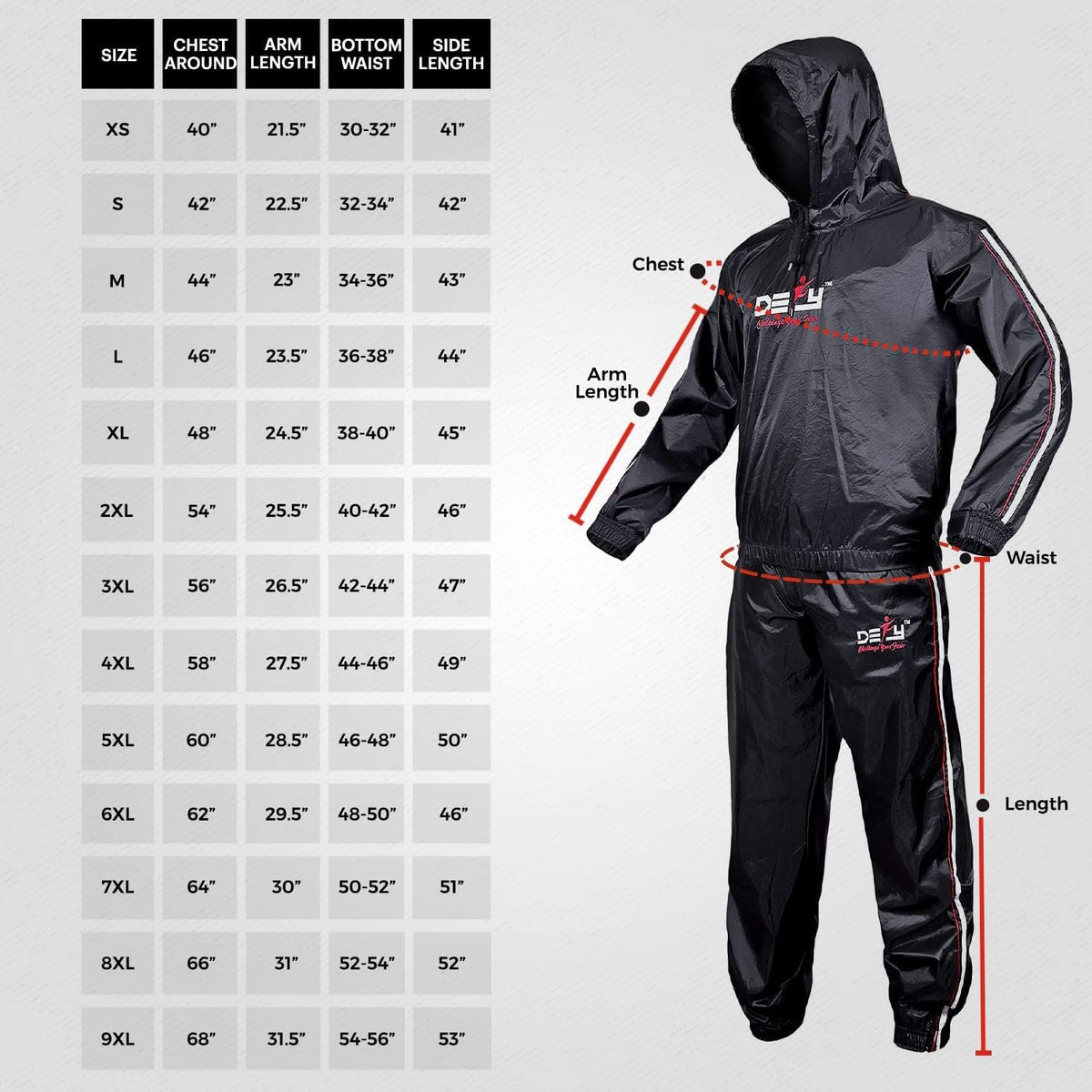DEFY Heavy Duty Sauna Suit for Weight Loss Full Body Wrap Hoodie Men Women Anti-Rip Sweat suit Gym