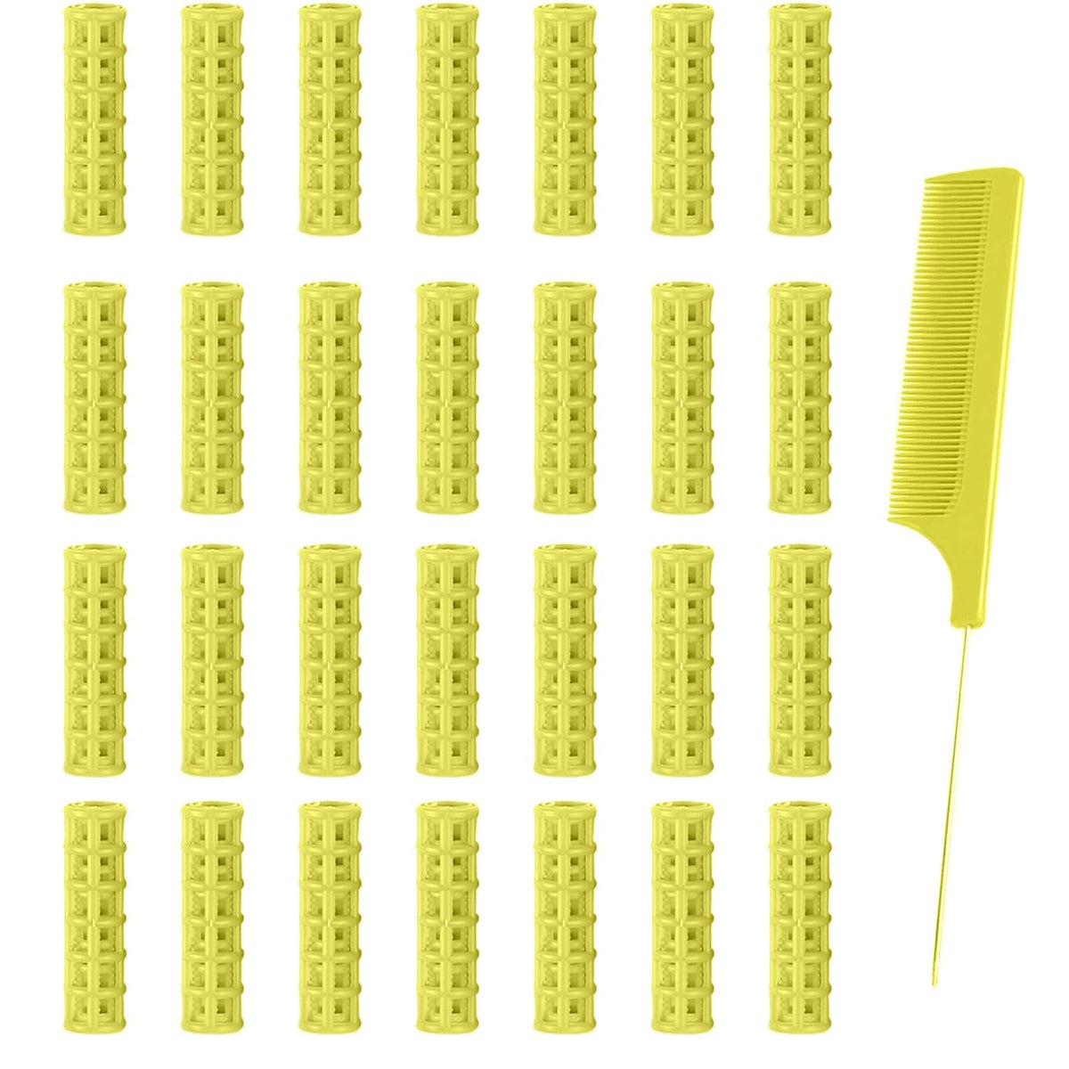 28PCS Self Grip Small Hair Rollers Set, 0.6in Plastic No Heat Roller Hair Curlers with Comb