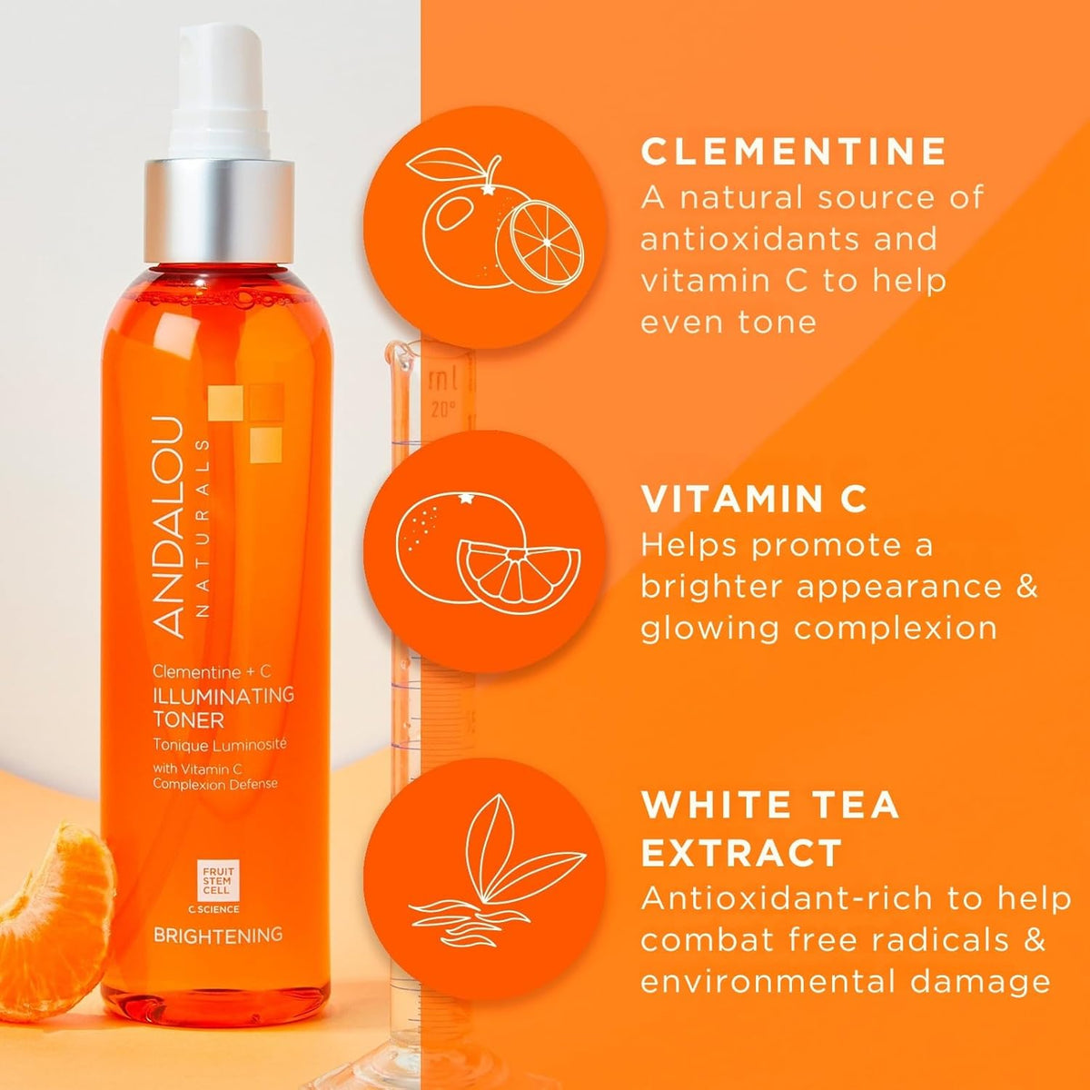 Andalou Naturals, Toner Facial Toner Helps Hydrate Balance Skin pH For Clear Bright Skin