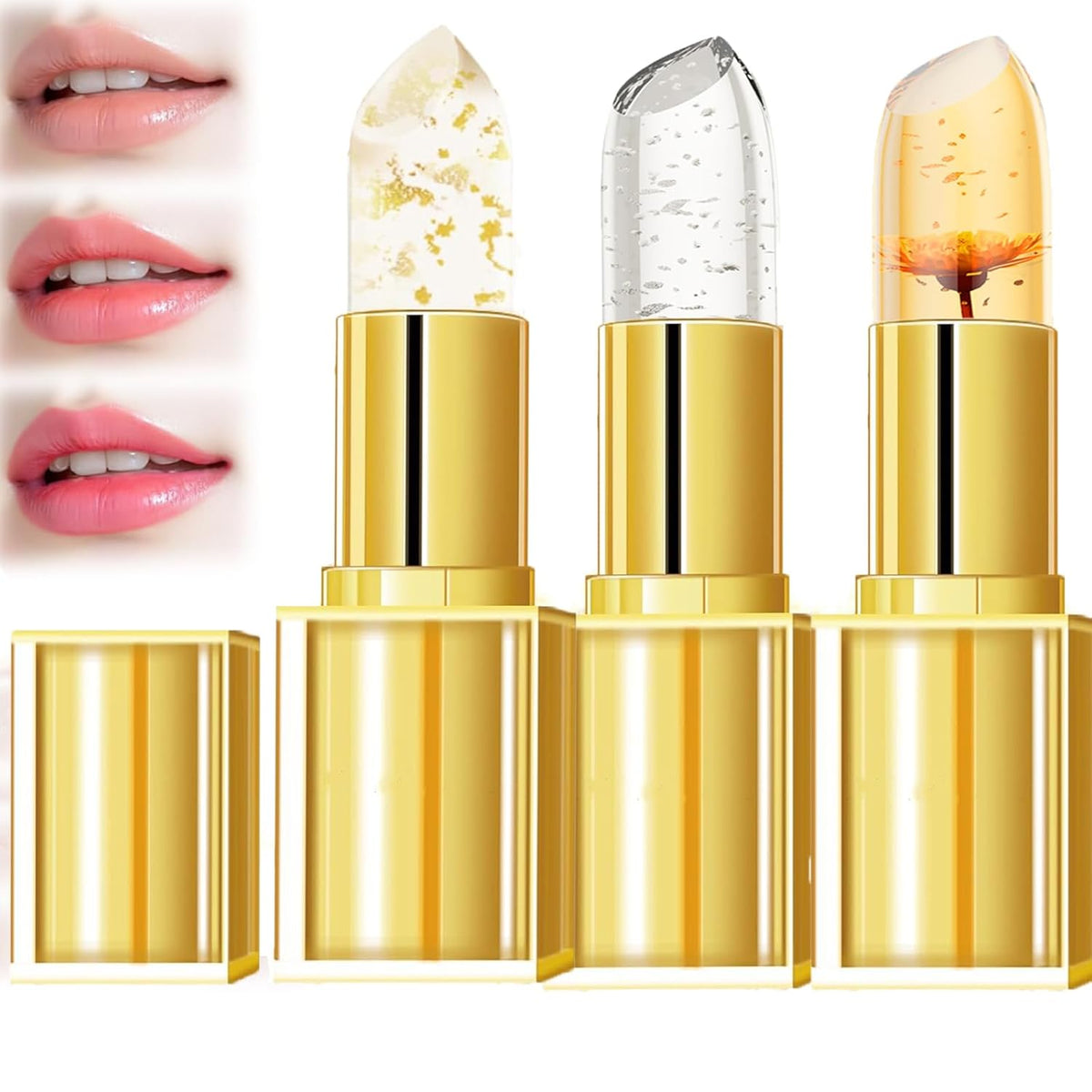 MUNIP Transferproof Color Changing Lipstick,Gold Crystal Ph Color Changing Conservation Clear