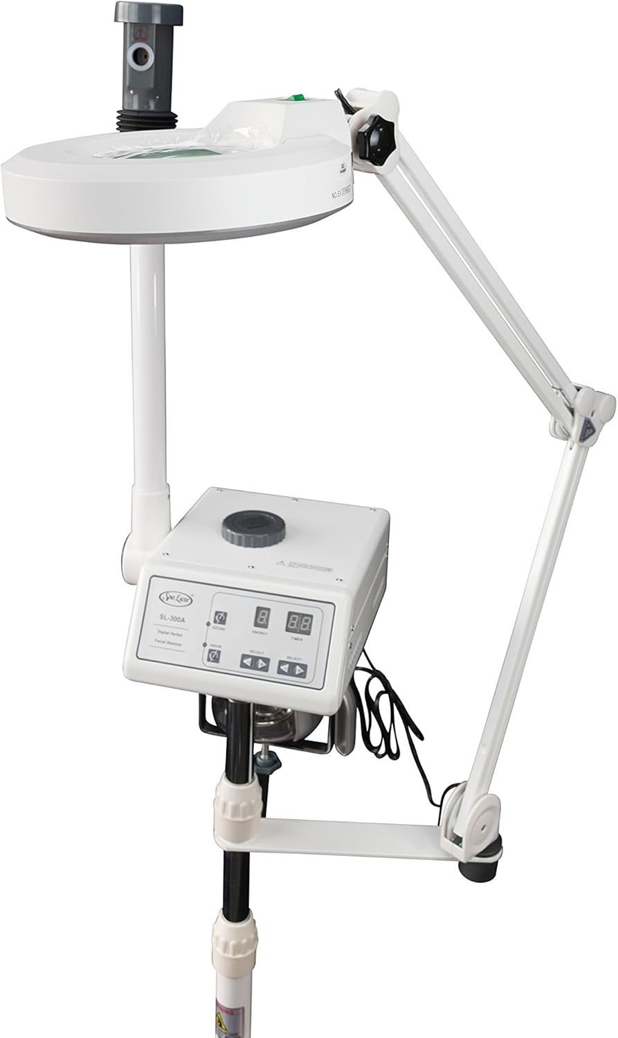 Professional Facial Steamer with LED Magnifying Lamp - 2 in 1 Digital Controls, Aromatherapy