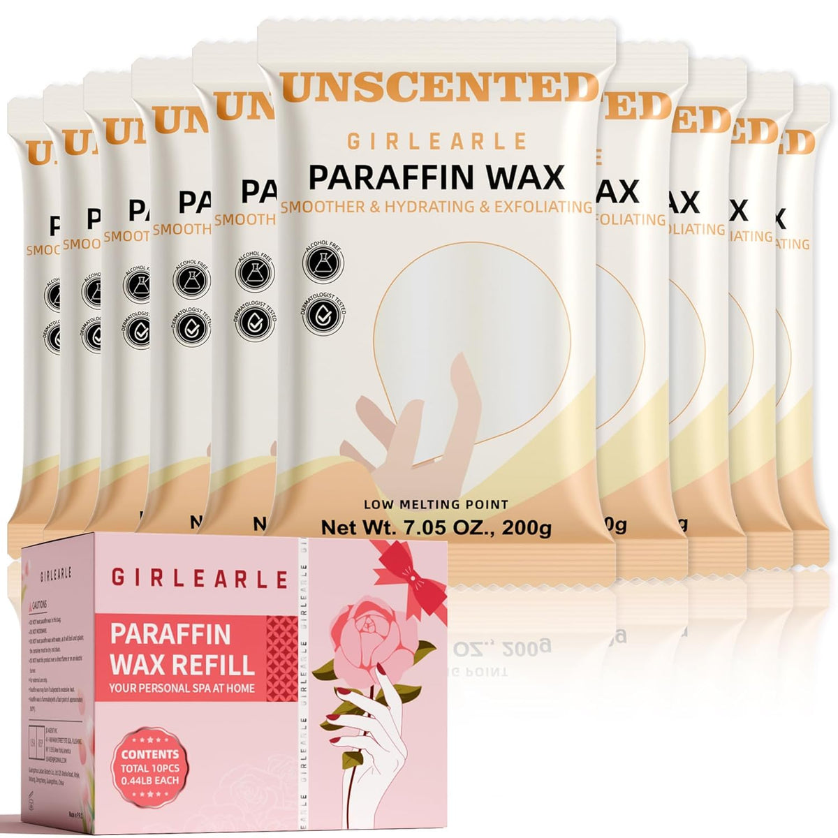 Paraffin Wax Refills 10 Packs Unscented for Paraffin Wax Bath Machine - for Dry Cracked Skin on