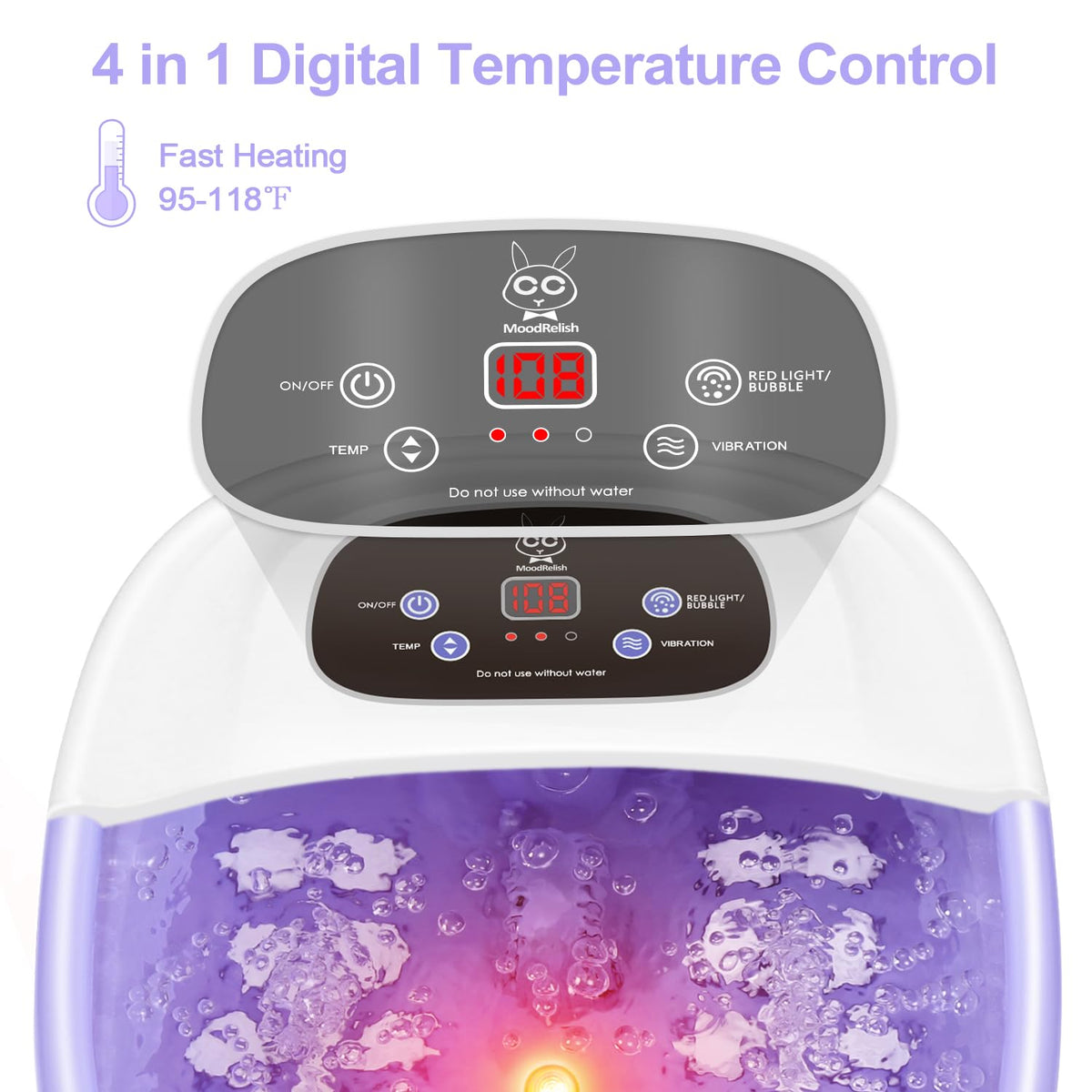 Foot Spa Bath Massager with Heat Bubbles and Vibration Massage and Jets, 16 OZ Calming Lavender