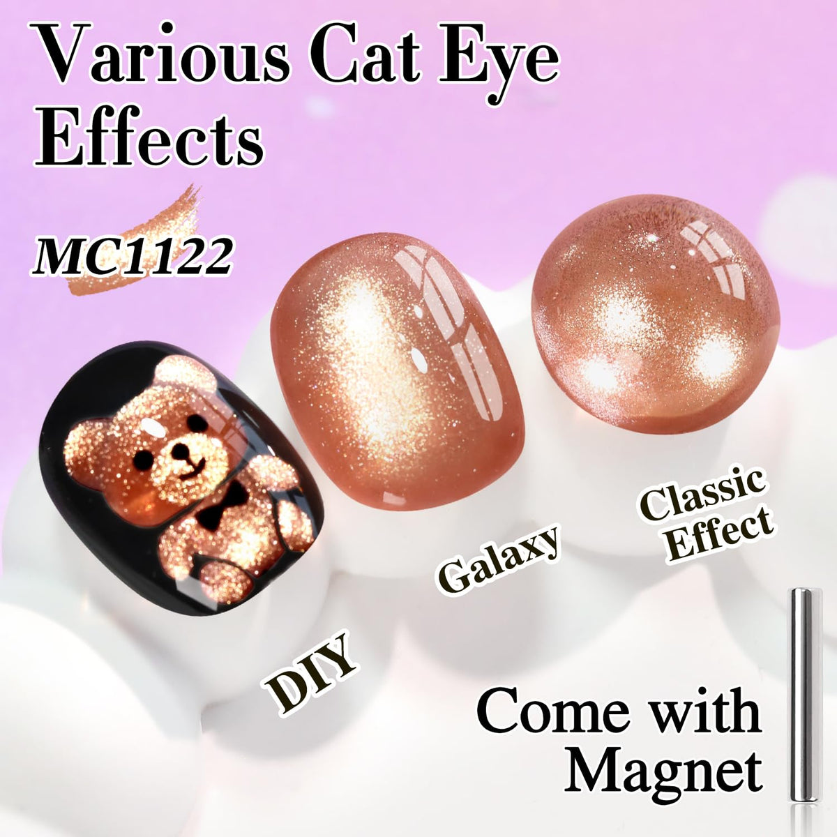 Double Rhythm 15ML Ice Glass Cat Eye Gel Polish with Magnet Holographic Glitter Shimmer Translucent
